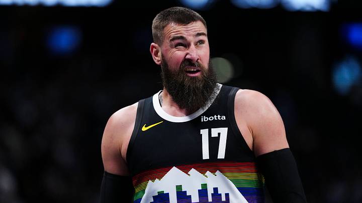 Denver Nuggets center Jonas Valanciunas (17) leaves the court in the second quarter against the San Antonio Spurs at Ball Arena on Apr. 4, 2026.