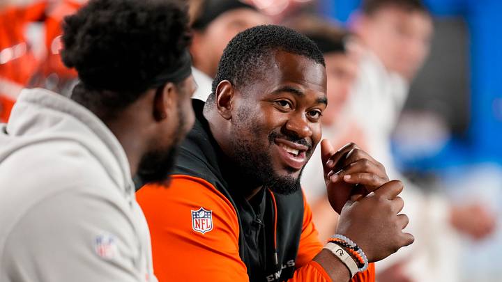 Cincinnati Bengals defensive tackle B.J. Hill (92) sits on the sideline in the fourth quarter of the NFL Preseason Week 2 game between the Washington Commanders and the Cincinnati Bengals at Northwest Stadium in Landover, Md., on Monday, Aug. 18, 2025. The Bengals won the game, 31-17. Cincinnati Bengals defensive tackle B.J. Hill (92) sits on the sideline in the fourth quarter of the NFL Preseason Week 2 game between the Washington Commanders and the Cincinnati Bengals at Northwest Stadium in Landover, Md., on Monday, Aug. 18, 2025. The Bengals won the game, 31-17.