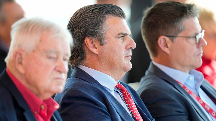 President and CEP Phil Castellini sits in the front row during an event to introduce the new manager of the Cincinnati Reds at Great American Ball Park in downtown Cincinnati on Monday, Oct. 7, 2024. President and CEP Phil Castellini sits in the front row during an event to introduce the new manager of the Cincinnati Reds at Great American Ball Park in downtown Cincinnati on Monday, Oct. 7, 2024.