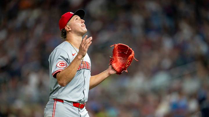 Sep 13, 2024; Minneapolis, Minnesota, USA; Cincinnati Reds starting pitcher Julian Aguiar (39) walks off the field after getting pulled for a relief pitcher in the seventh inning against the Minnesota Twins at Target Field. Mandatory Credit: Jesse Johnson-Imagn Images Sep 13, 2024; Minneapolis, Minnesota, USA; Cincinnati Reds starting pitcher Julian Aguiar (39) walks off the field after getting pulled for a relief pitcher in the seventh inning against the Minnesota Twins at Target Field. Mandatory Credit: Jesse Johnson-Imagn Images