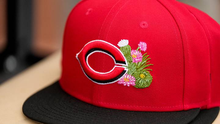 Cincinnati Reds Cactus League spring training hat for the 2026 season at the Cincinnati Reds player development complex in Goodyear, Ariz., on Friday, Feb. 13, 2026.