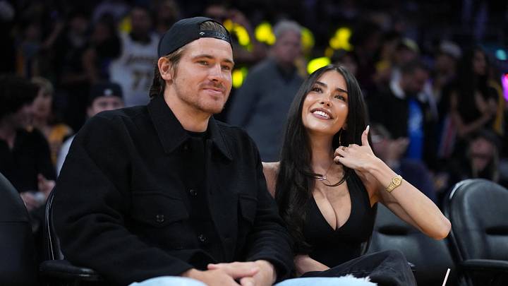 Oct 24, 2025; Los Angeles, California, USA; Los Angeles Chargers quarterback Justin Herbert (left) and girlfriend Madison Beer attend the game between the Minnesota Timberwolves and the Los Angeles Lakers at Crypto.com Arena. Mandatory Credit: Kirby Lee-Imagn Images Oct 24, 2025; Los Angeles, California, USA; Los Angeles Chargers quarterback Justin Herbert (left) and girlfriend Madison Beer attend the game between the Minnesota Timberwolves and the Los Angeles Lakers at Crypto.com Arena. Mandatory Credit: Kirby Lee-Imagn Images