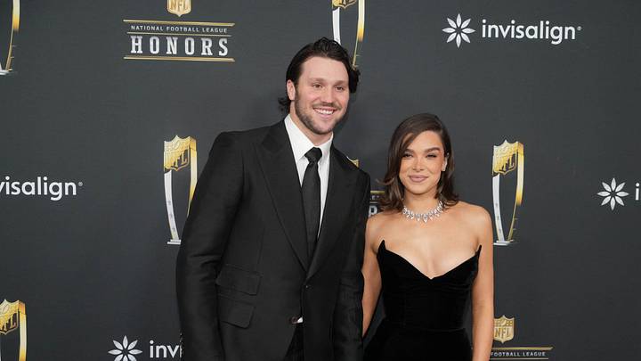 Feb 6, 2025; New Orleans, LA, USA; Josh Allen and Hailee Steinfeld on the red carpet before Super Bowl LIX NFL Honors at Saenger Theatre. Mandatory Credit: Kirby Lee-Imagn Images Feb 6, 2025; New Orleans, LA, USA; Josh Allen and Hailee Steinfeld on the red carpet before Super Bowl LIX NFL Honors at Saenger Theatre. Mandatory Credit: Kirby Lee-Imagn Images