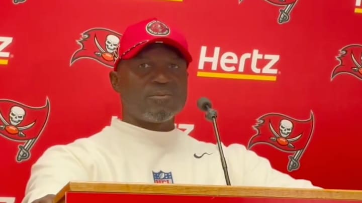 Todd Bowles addresses the media after the Tampa Bay Buccaneers' overtime loss to the Kansas City Chiefs. 