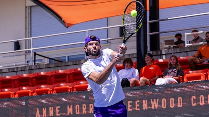 Jake Fearnley and the TCU men's tennis team fell to Texas in the Big 12 Championship on Sunday Jake Fearnley and the TCU men's tennis team fell to Texas in the Big 12 Championship on Sunday