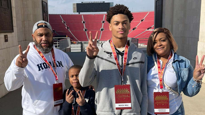 Elbert Hill and his family on a visit to USC