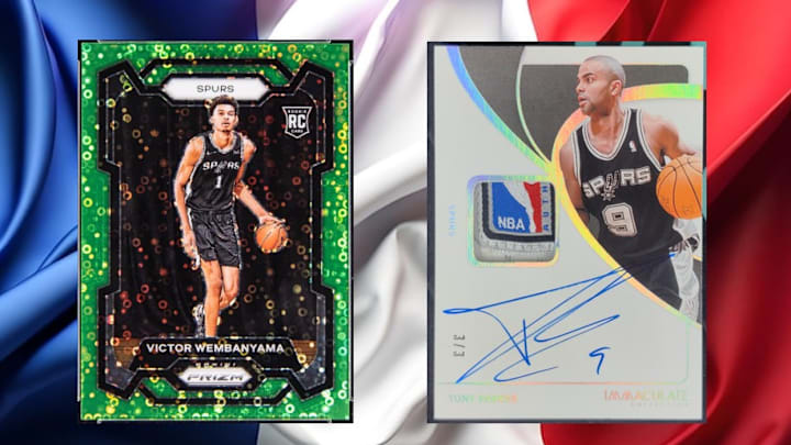Cards featuring Victor Wembanyama (left) and Tony Parker (right), two of the best French players to play in the NBA