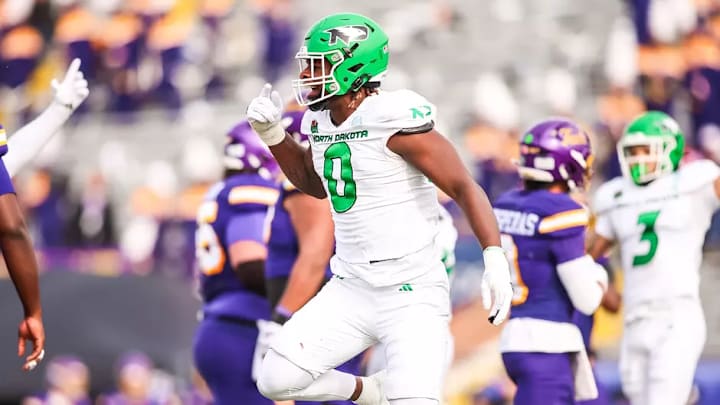 North Dakota defensive end Lance Rucker (0)