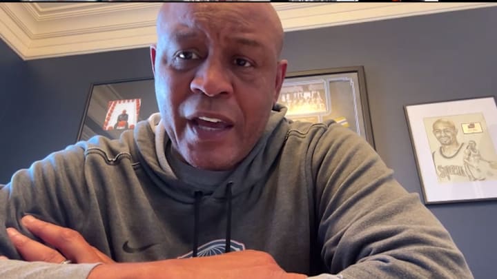 March 2, 2026; Syracuse, New York, USA; Syracuse Orange coach Adrian Autry addresses the media online Monday, during the ACC's weekly coaches call. Mandatory Credit: Screen shot courtesy of ACC Communications.