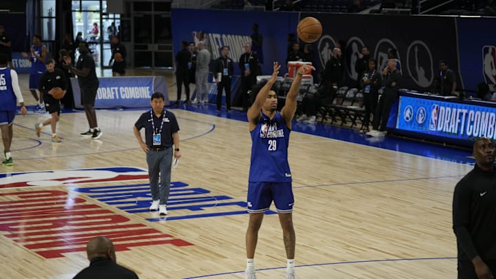 May 13, 2025; Chicago, Il, USA; Dylan Harper (29) participates in the 2025 NBA Draft Combine at Wintrust Arena. Mandatory Credit: David Banks-Imagn Images May 13, 2025; Chicago, Il, USA; Dylan Harper (29) participates in the 2025 NBA Draft Combine at Wintrust Arena. Mandatory Credit: David Banks-Imagn Images