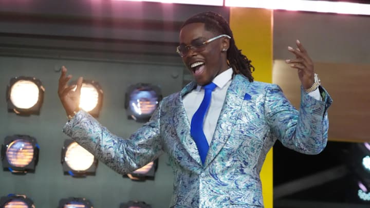 Apr 24, 2025; Green Bay, WI, USA; Kentucky Wildcats cornerback Maxwell Hairston s introduced before the first round of the 2025 NFL Draft at Lambeau Field