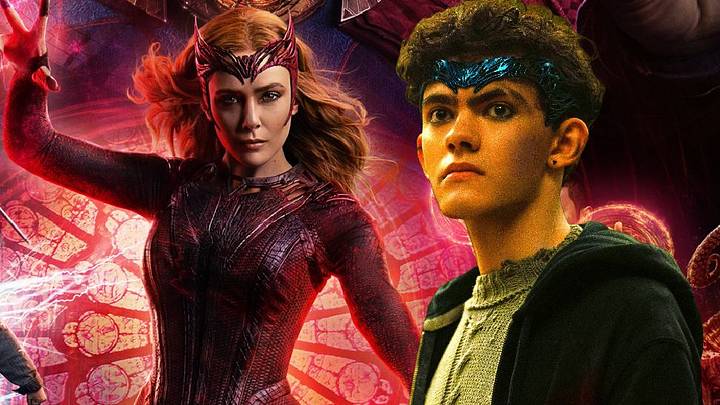 Elizabeth Olsen as the Scarlet Witch and Joe Locke as Wiccan. Elizabeth Olsen as the Scarlet Witch and Joe Locke as Wiccan.