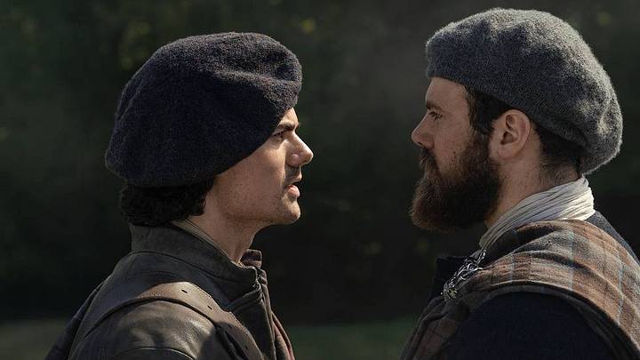 Jamie Roy (“Brian Fraser”), Sam Retford (“Dougal MacKenzie”) in Outlander: Blood of My Blood season 2. Jamie Roy (“Brian Fraser”), Sam Retford (“Dougal MacKenzie”) in Outlander: Blood of My Blood season 2.