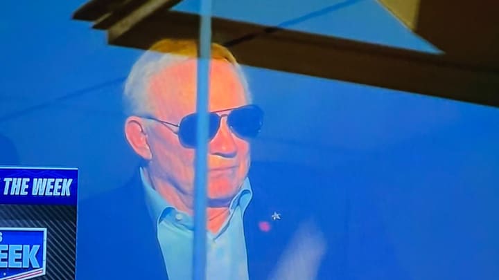 Jerry Jones watched his Cowboys beat the Commanders in a thriller on Sunday. 