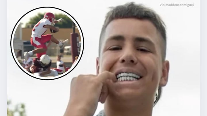 Baby Gronk hurdling defenders during his middle school debut