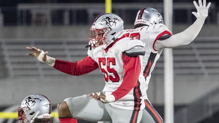Travis Feeney celebrates with the USFL's Tampa Bay Bandits.