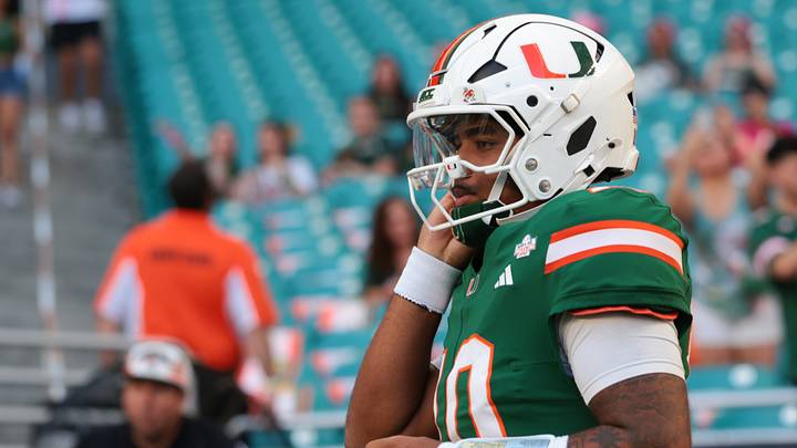 Sep 26, 2026; Miami Gardens, Florida, USA; Miami Hurricanes quarterback Darian Mensah (10) runs onto the field before the game against the Central Michigan Chippewas at Hard Rock Stadium. Mandatory Credit: Sam Navarro-Imagn Images