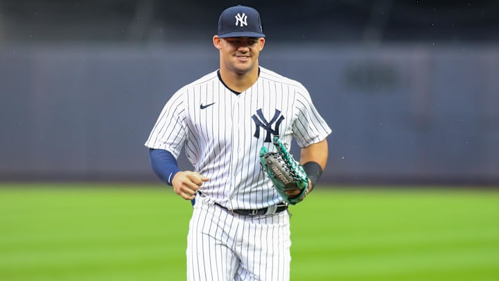 Sep 9, 2023; Bronx, New York, USA;  New York Yankees center fielder Jasson Dominguez (89) at Yankee Stadium.