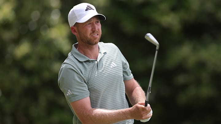 Daniel Berger hits approach shot during the final round of the 2025 RBC Heritage