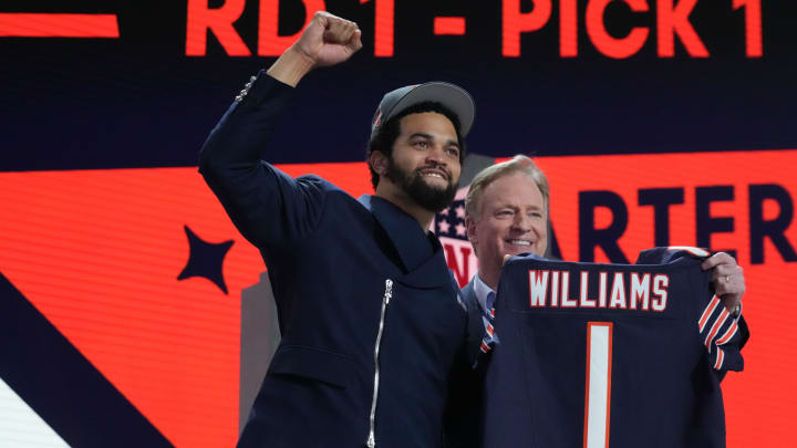Chicago Bears QB Caleb Williams and NFL commissioner Roger Goodell
