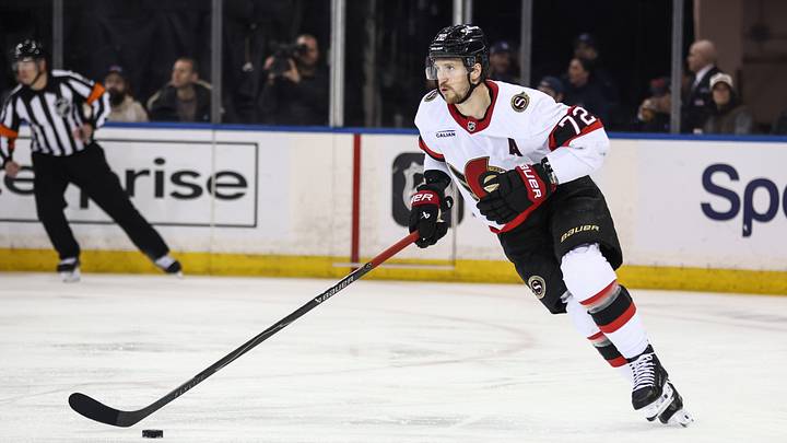 Mar 23, 2026; New York, New York, USA; Ottawa Senators defenseman Thomas Chabot (72) controls the puck in the first period against the New York Rangers at Madison Square Garden. Mandatory Credit: Wendell Cruz-Imagn Images Mar 23, 2026; New York, New York, USA; Ottawa Senators defenseman Thomas Chabot (72) controls the puck in the first period against the New York Rangers at Madison Square Garden. Mandatory Credit: Wendell Cruz-Imagn Images