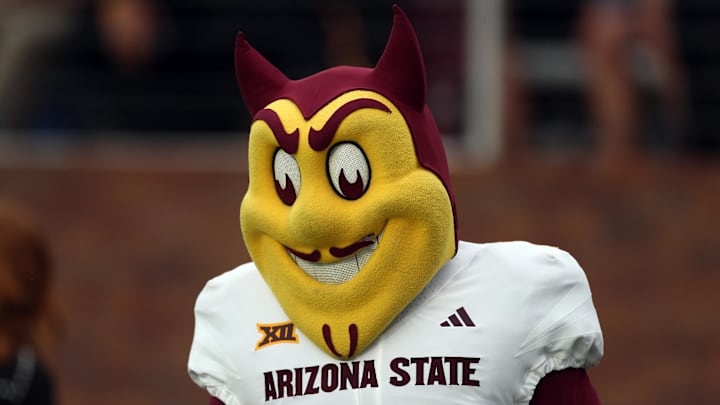 Sep 6, 2025; Starkville, Mississippi, USA; Arizona State Sun Devils mascot Sparky looks on during the first quarter against the Mississippi State Bulldogs at Davis Wade Stadium at Scott Field. Mandatory Credit: Petre Thomas-Imagn Images Sep 6, 2025; Starkville, Mississippi, USA; Arizona State Sun Devils mascot Sparky looks on during the first quarter against the Mississippi State Bulldogs at Davis Wade Stadium at Scott Field. Mandatory Credit: Petre Thomas-Imagn Images