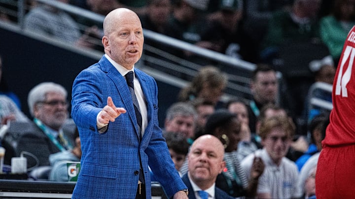 Mar 14, 2025; Indianapolis, IN, USA; UCLA Bruins head coach Mick Cronin in the first half against the Wisconsin Badgers at Gainbridge Fieldhouse. Mandatory Credit: Trevor Ruszkowski-Imagn Images Mar 14, 2025; Indianapolis, IN, USA; UCLA Bruins head coach Mick Cronin in the first half against the Wisconsin Badgers at Gainbridge Fieldhouse. Mandatory Credit: Trevor Ruszkowski-Imagn Images
