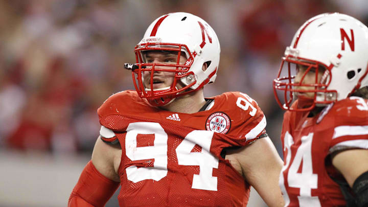 Dec 4, 2010; Arlington, TX, USA; Nebraska Cornhuskers defensive tackle Jared Crick (94) against the Oklahoma Sooners in the second quarter of the 2010 Big 12 championship game at Cowboys Stadium. Dec 4, 2010; Arlington, TX, USA; Nebraska Cornhuskers defensive tackle Jared Crick (94) against the Oklahoma Sooners in the second quarter of the 2010 Big 12 championship game at Cowboys Stadium.