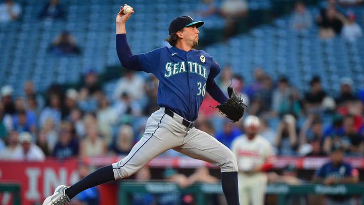 Sep 15, 2026; Anaheim, California, USA; Seattle Mariners pitcher Logan Gilbert (36) throws against the Los Angeles Angels during the first inning at Angel Stadium. Mandatory Credit: Gary A. Vasquez-Imagn Images Sep 15, 2026; Anaheim, California, USA; Seattle Mariners pitcher Logan Gilbert (36) throws against the Los Angeles Angels during the first inning at Angel Stadium. Mandatory Credit: Gary A. Vasquez-Imagn Images