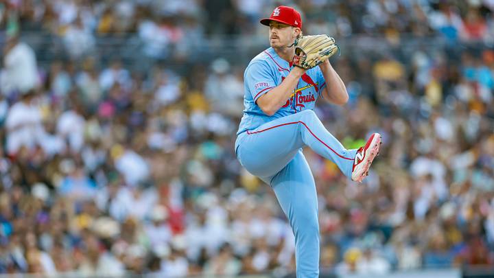May 9, 2026: St. Louis Cardinals relief pitcher Justin Bruihl (47) throws a pitch during the seventh inning against the San Diego Padres at Petco Park. Credit: David Frerker-Imagn Images