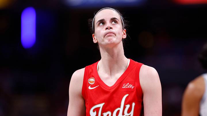 Caitlin Clark looks up during a game against the Las Vegas Aces. Caitlin Clark looks up during a game against the Las Vegas Aces.