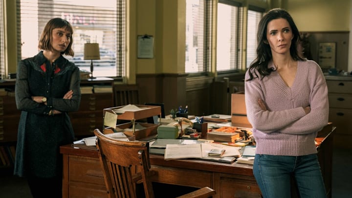 Superman & Lois -- “A Perfectly Good Wedding” -- Image Number: SML404_0178r -- Pictured: Sofia Hasmik as Chrissy Beppo and Elizabeth Tulloch as Lois Lane -- Photo: Colin Bentley/The CW -- © 2024 The CW Network, LLC. All Rights Reserved.