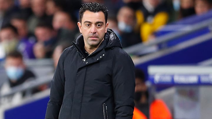 Xavi Hernández en el partido frente al Espanyol