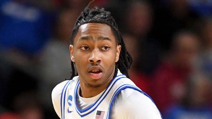 Duke Blue Devils guard Isaiah Evans (3) drives to the basket Thursday, March 19, 2026, during the NCAA Men’s Basketball Tournament first round game against the Siena Saints at Bon Secours Wellness Arena in Greenville, South Carolina.
