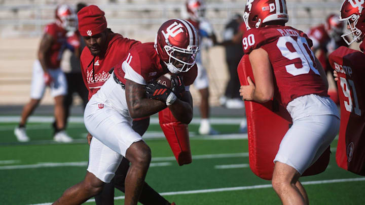 Indiana's Nick Marsh (11) during spring football practice at Memorial Stadium on Thursday, April 9, 2026.