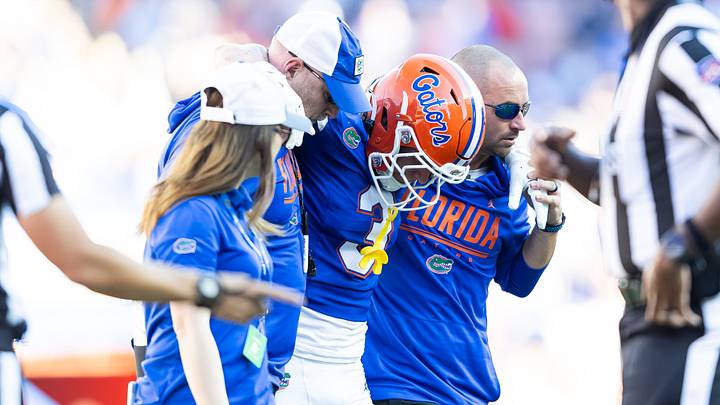 Bailey Stockton was injured on a targeting penalty by Ole Miss defensive back Joenel Aguero.