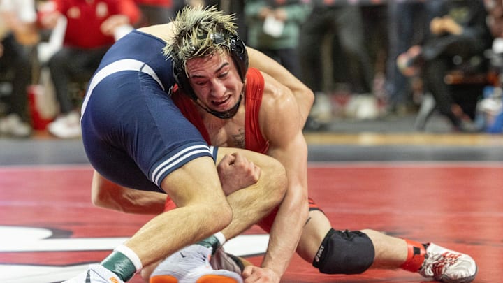 125: 19/15 Dean Peterson (R) d. 6/6 Luke Lilledahl 4-1. Rutgers Wrestling falls to #1 Penn State in Piscataway on January 24, 2025. 125: 19/15 Dean Peterson (R) d. 6/6 Luke Lilledahl 4-1. Rutgers Wrestling falls to #1 Penn State in Piscataway on January 24, 2025.