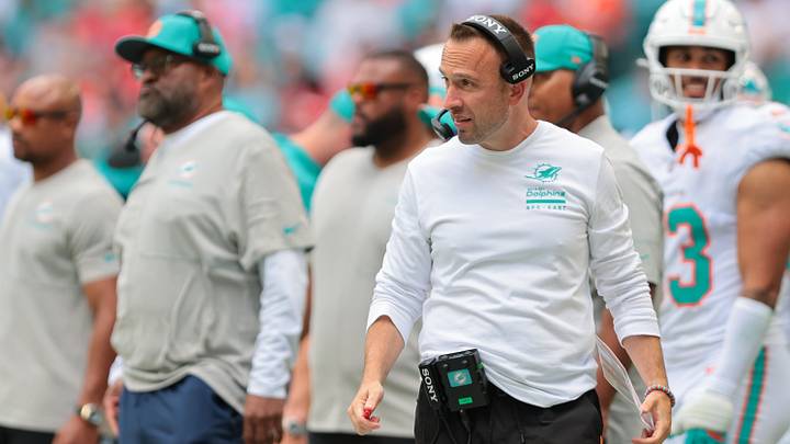 Miami Dolphins head coach Jeff Hafley looks on during the third quarter against the Kansas City Chiefs at Hard Rock Stadium. Miami Dolphins head coach Jeff Hafley looks on during the third quarter against the Kansas City Chiefs at Hard Rock Stadium.