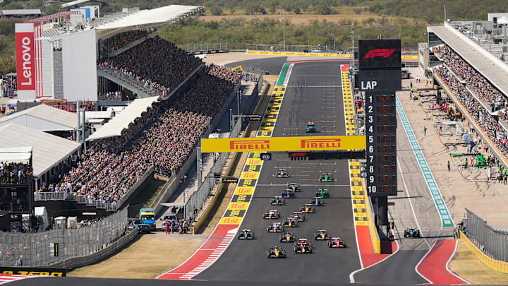 Drivers start the race at the Formula 1 Pirelli United States Grand Prix at Circuit of the Americas Sunday October 20, 2024.