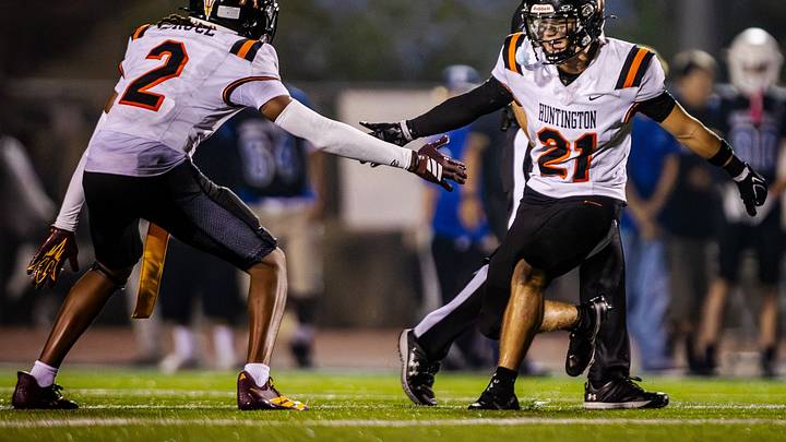 Huntington Beach players celebrate in a game against Dana Hills on October 9, 2026. Huntington Beach players celebrate in a game against Dana Hills on October 9, 2026.