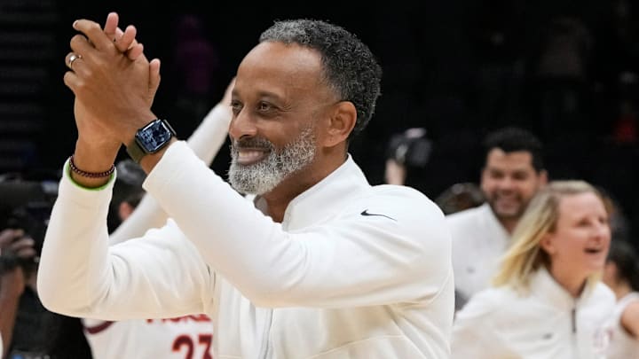 March 25, 2023; Seattle, WA, USA; Virginia Tech Hokies head coach Kenny Brooks reacts to a 73-64 win over the Tennessee Lady Vols in an NCAA Tournament Sweet Sixteen game at Climate Pledge Arena in Seattle on Saturday. Mandatory Credit: Barbara J. Perenic/Columbus Dispatch

Ceb Vt Tenn Ncaa Bjp 31