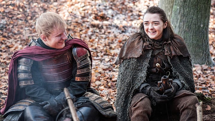 Ed Sheeran and Maisie Williams (Arya Stark) in Game of Thrones season 7.