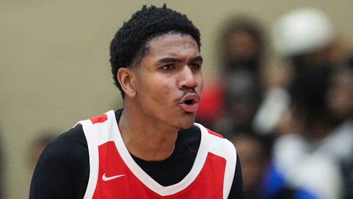 Pike Red Devils Isaiah Hill (30) celebrates during a game.