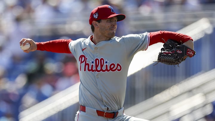 Mar 4, 2024; Dunedin, Florida, USA; Philadelphia Phillies pitcher Griff McGarry (71) throws a pitch against the Toronto Blue Jays in the fifth inning at TD Ballpark. Mandatory Credit: Nathan Ray Seebeck-Imagn Images Mar 4, 2024; Dunedin, Florida, USA; Philadelphia Phillies pitcher Griff McGarry (71) throws a pitch against the Toronto Blue Jays in the fifth inning at TD Ballpark. Mandatory Credit: Nathan Ray Seebeck-Imagn Images