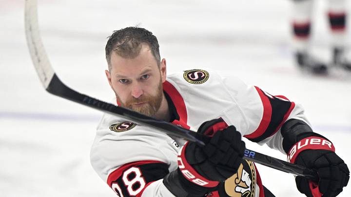 Feb 28, 2026; Toronto, Ontario, CAN;  Ottawa Senators forward Claude Giroux (28) warms up before playing the Toronto Maple Leafs at Scotiabank Arena. Mandatory Credit: Dan Hamilton-Imagn Images