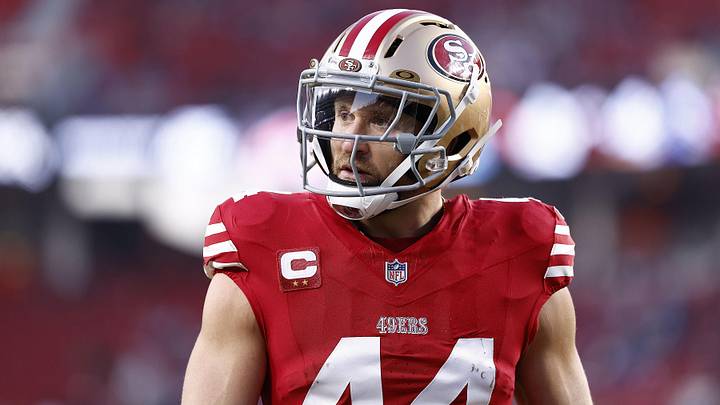 Nov 24, 2025; Santa Clara, California, USA; San Francisco 49ers fullback Kyle Juszczyk (44) practices before the game against the Carolina Panthers at Levi's Stadium. Mandatory Credit: Kelley L Cox-Imagn Images Nov 24, 2025; Santa Clara, California, USA; San Francisco 49ers fullback Kyle Juszczyk (44) practices before the game against the Carolina Panthers at Levi's Stadium. Mandatory Credit: Kelley L Cox-Imagn Images
