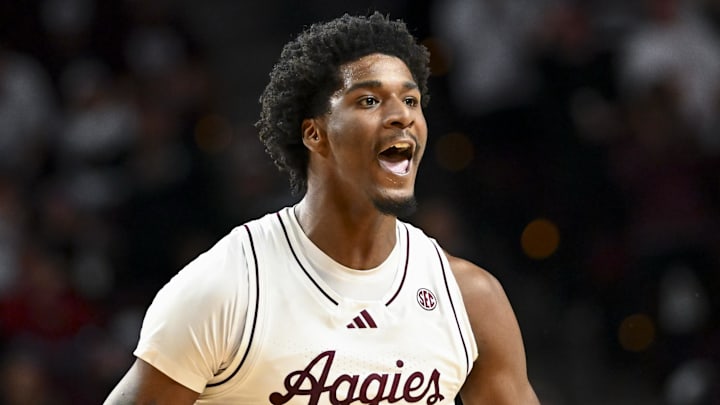 Feb 11, 2025; College Station, Texas, USA; Texas A&M Aggies forward Solomon Washington (9) reacts during the second half against the Georgia Bulldogs at Reed Arena. Mandatory Credit: Maria Lysaker-Imagn Images Feb 11, 2025; College Station, Texas, USA; Texas A&M Aggies forward Solomon Washington (9) reacts during the second half against the Georgia Bulldogs at Reed Arena. Mandatory Credit: Maria Lysaker-Imagn Images