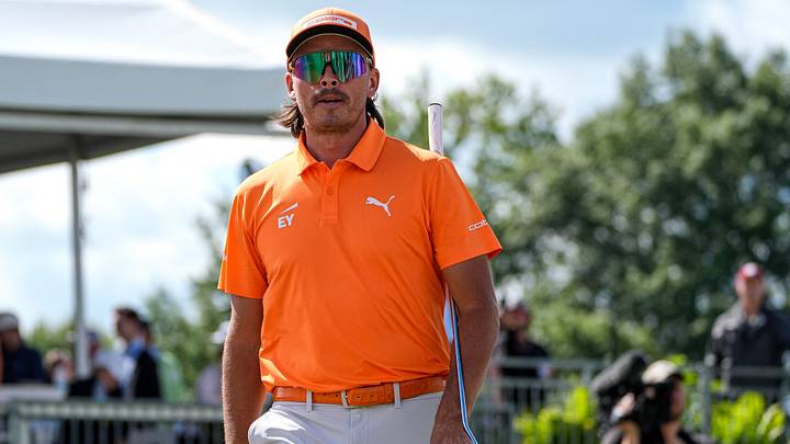 Rickie Fowler walks off the No. 15 tee box during the final round of Rocket Classic at Detroit Golf Club in Detroit on Sunday, August 2, 2026. Rickie Fowler walks off the No. 15 tee box during the final round of Rocket Classic at Detroit Golf Club in Detroit on Sunday, August 2, 2026.