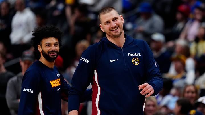 Mar 22, 2026; Denver, Colorado, USA; Denver Nuggets center Nikola Jokic (15) and guard Jamal Murray (27) react before the game against the Portland Trail Blazers at Ball Arena. Mandatory Credit: Ron Chenoy-Imagn Images Mar 22, 2026; Denver, Colorado, USA; Denver Nuggets center Nikola Jokic (15) and guard Jamal Murray (27) react before the game against the Portland Trail Blazers at Ball Arena. Mandatory Credit: Ron Chenoy-Imagn Images