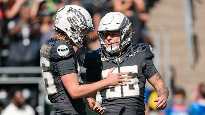 Duck punter James Ferguson-Reynolds punted four times against Indiana and averaged over 50 yards a kick with no return yards, pinning one at the three.